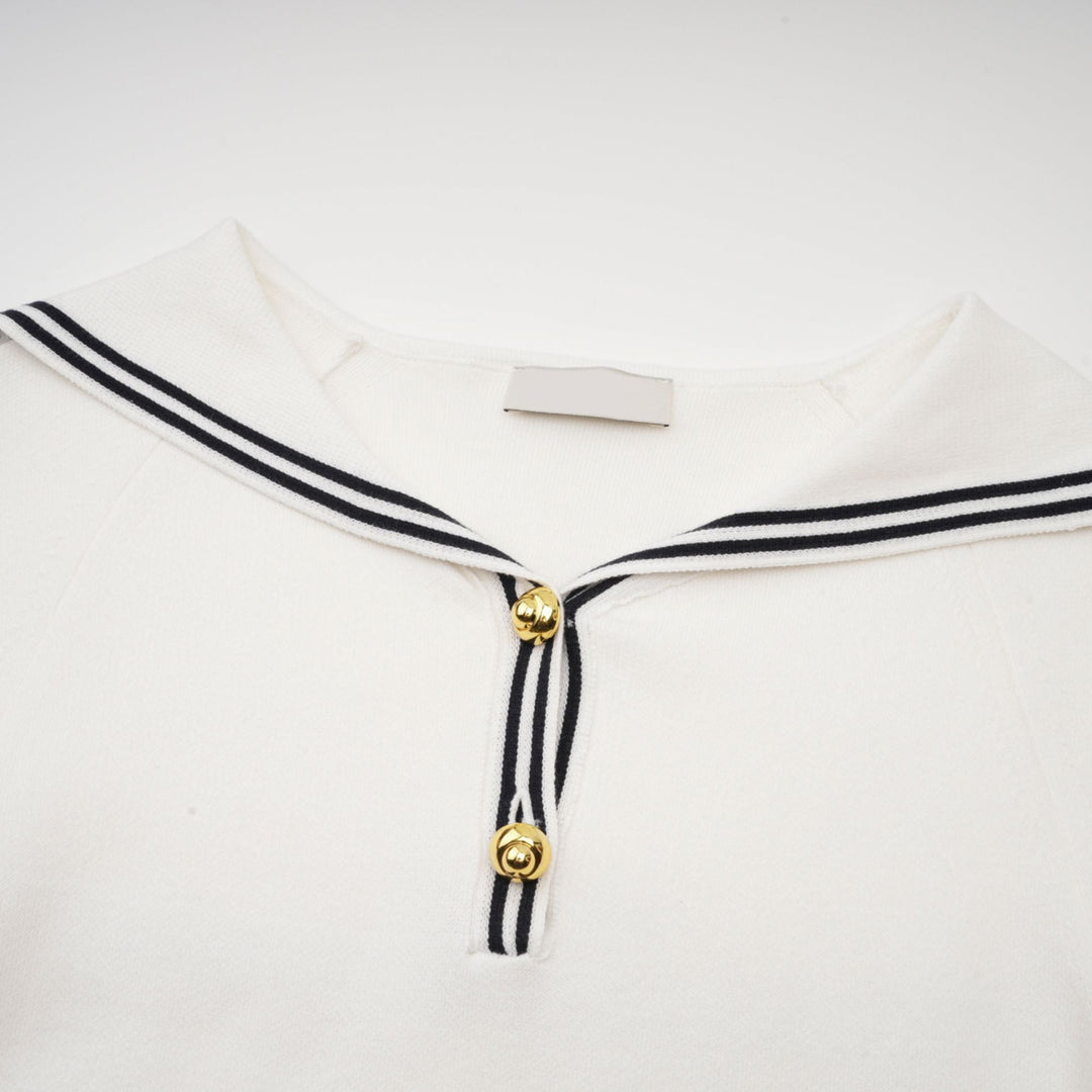 Levoire | Col Bateau Coton Manches Courtes Robe Mini