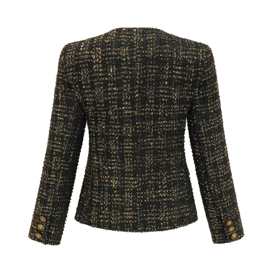 Levoire | Veste En Tweed Métallique Noire Et Short Ensemble Assorti