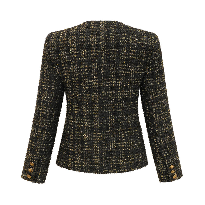 Levoire | Veste En Tweed Métallique Noire Et Short Ensemble Assorti