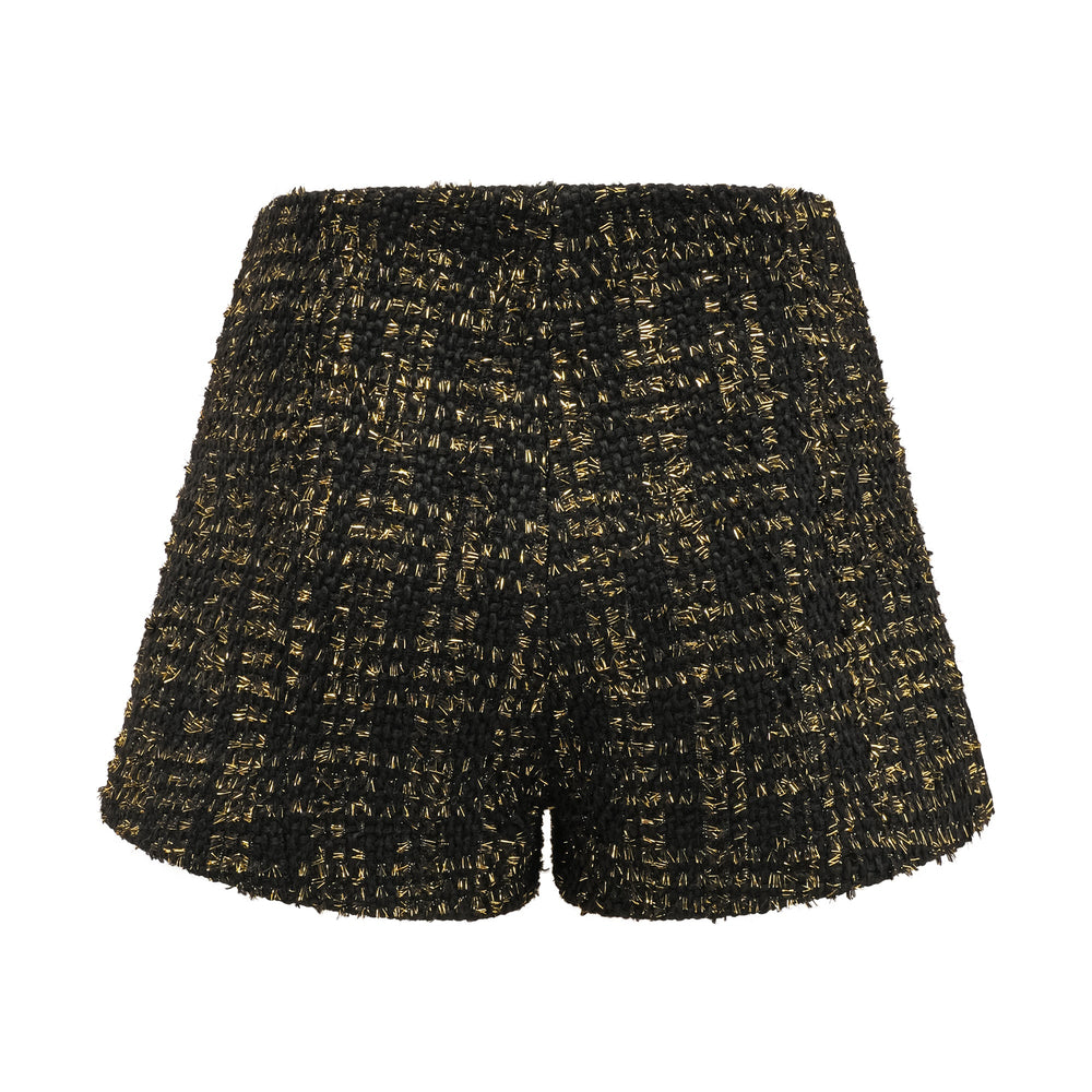 Levoire | Veste En Tweed Métallique Noire Et Short Ensemble Assorti