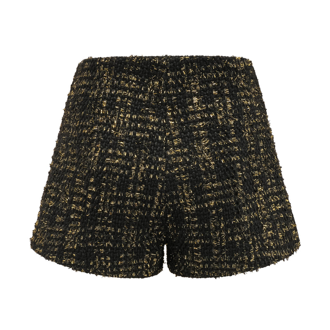 Levoire | Veste En Tweed Métallique Noire Et Short Ensemble Assorti