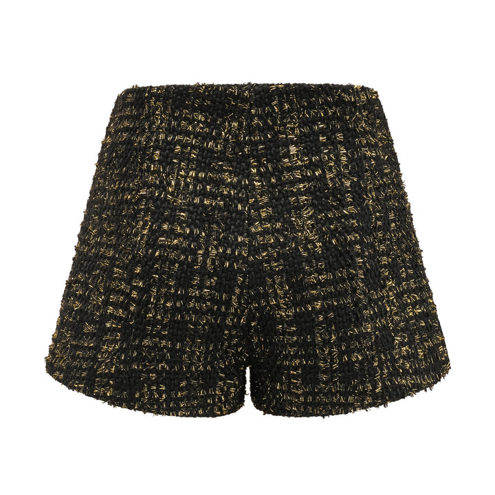 Levoire | Veste En Tweed Métallique Noire Et Short Ensemble Assorti