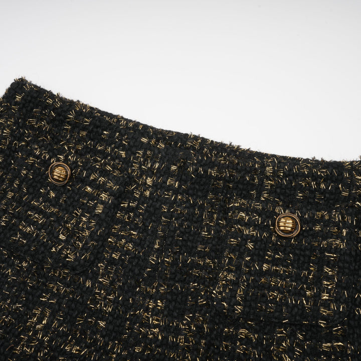Levoire | Veste En Tweed Métallique Noire Et Short Ensemble Assorti