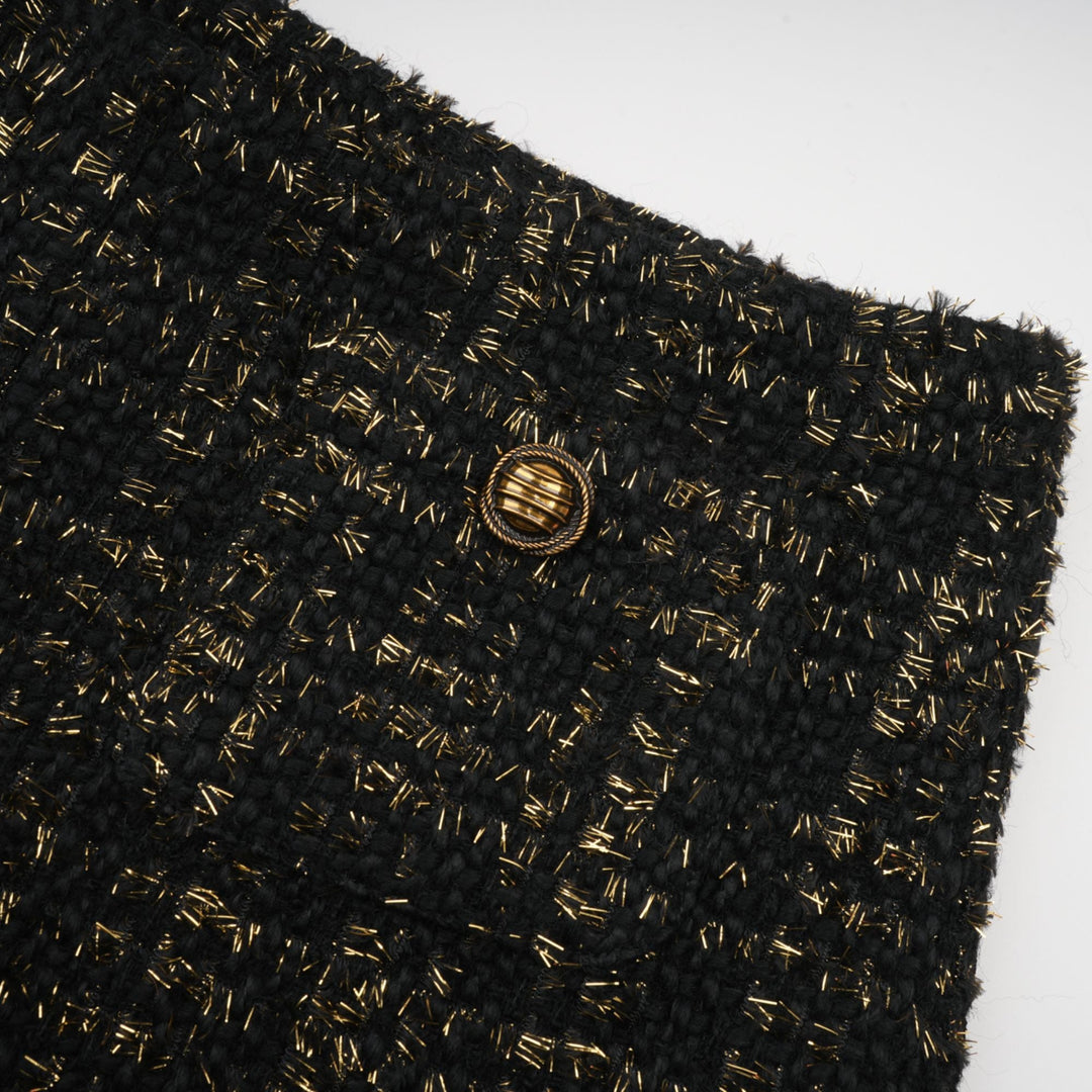 Levoire | Veste En Tweed Métallique Noire Et Short Ensemble Assorti