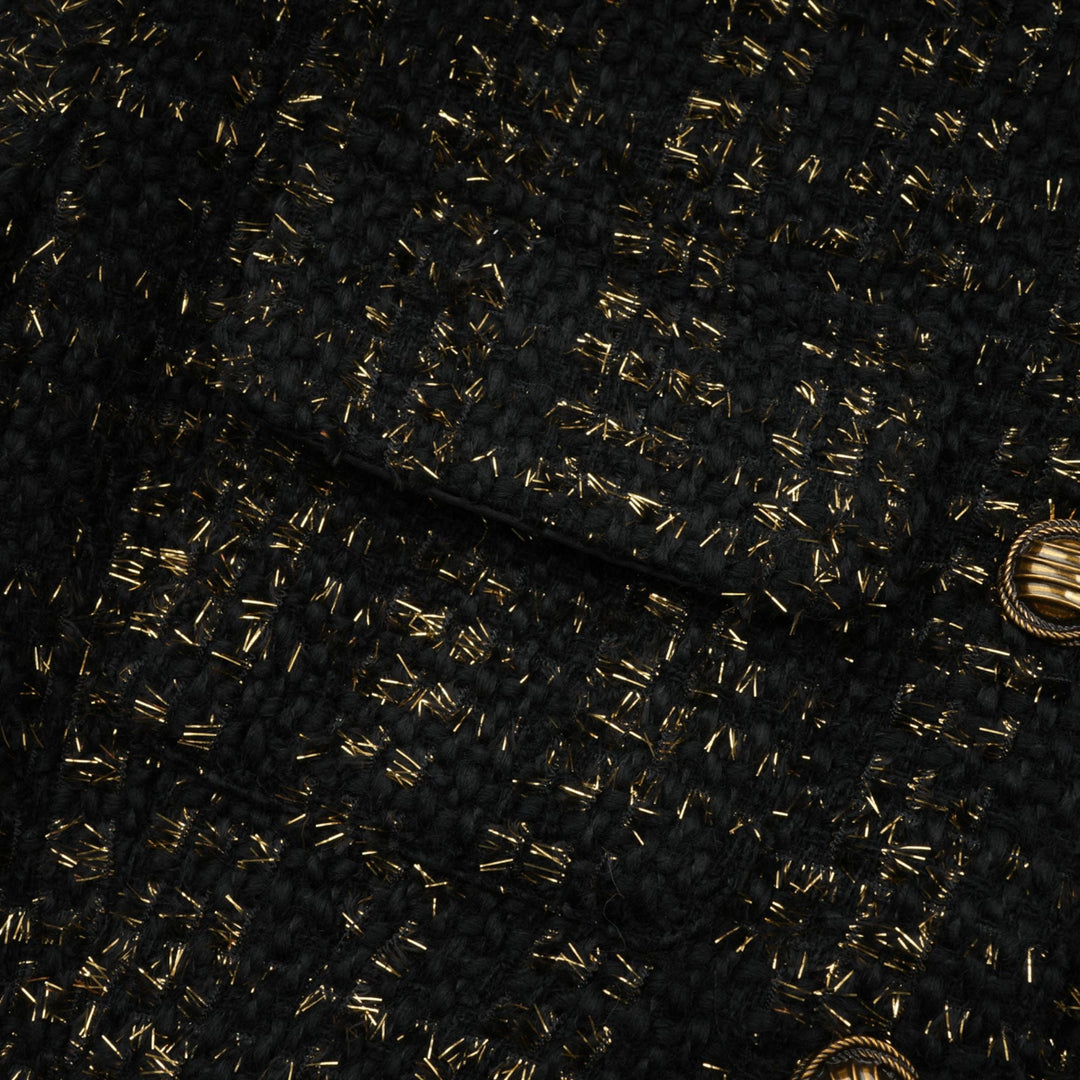 Levoire | Veste En Tweed Métallique Noire Et Short Ensemble Assorti