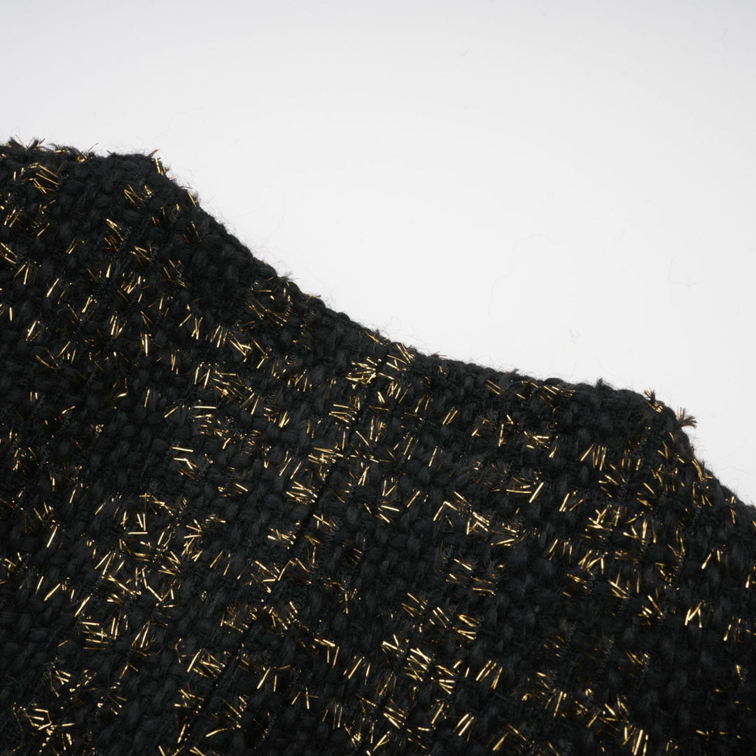 Levoire | Veste En Tweed Métallique Noire Et Short Ensemble Assorti