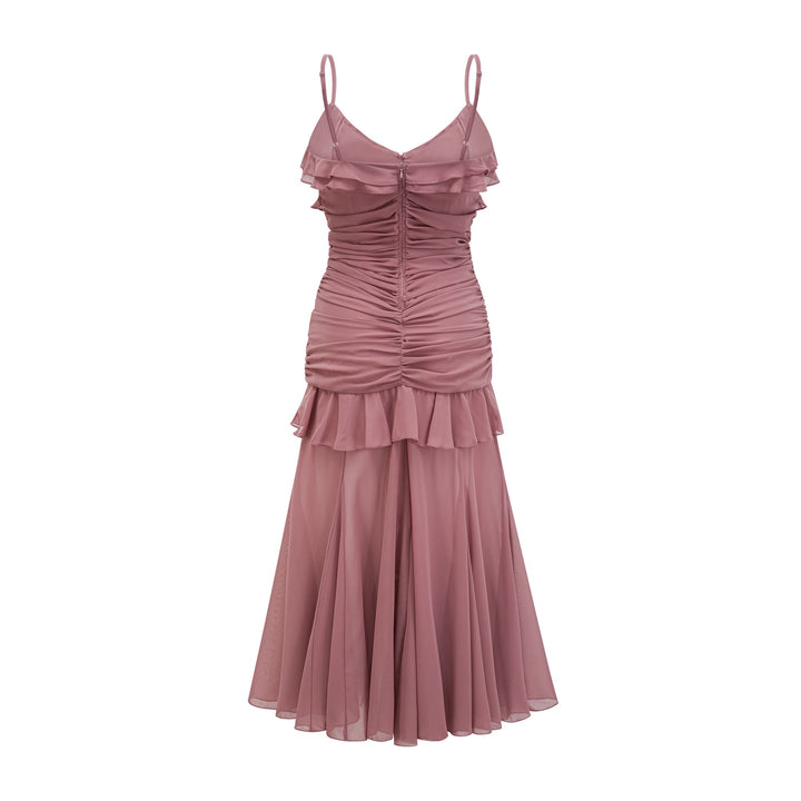 Levoire | Robe Midi Plissée Faux Fleur