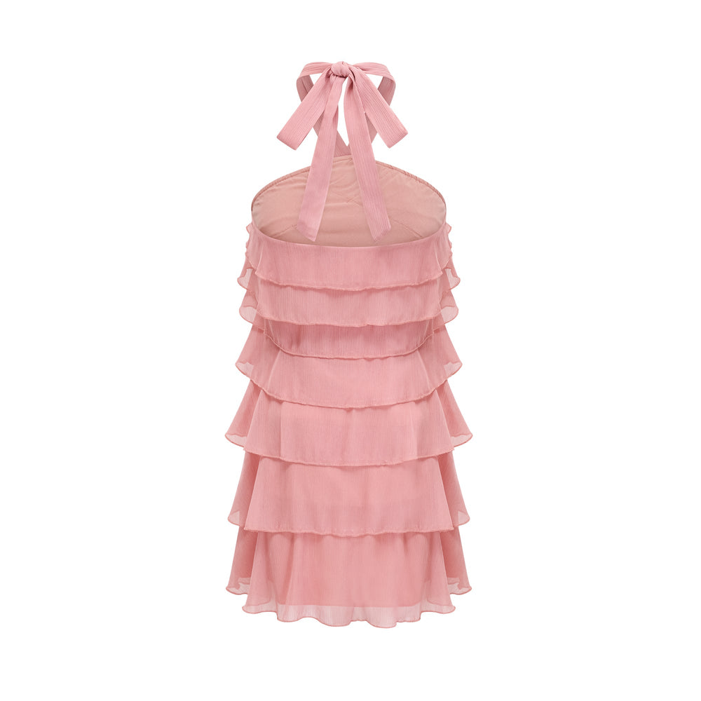 Levoire | Robe Mini À Col Montant Rayée Rose