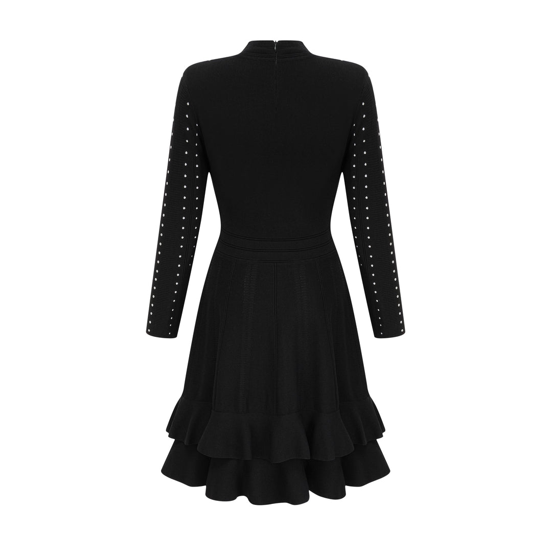 Levoire | Noir Ensemble De Volants Ornés Robe Mini Tricot