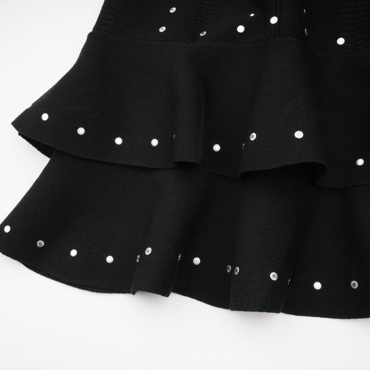 Levoire | Noir Ensemble De Volants Ornés Robe Mini Tricot