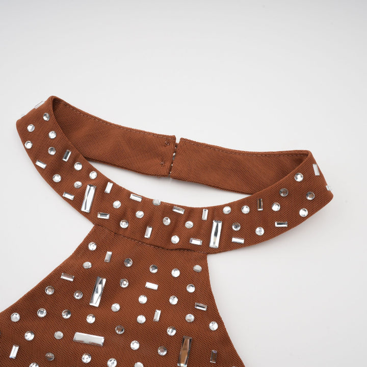 Levoire | Robe Maxi Bodycon À Dos Nu Ornée De Brun