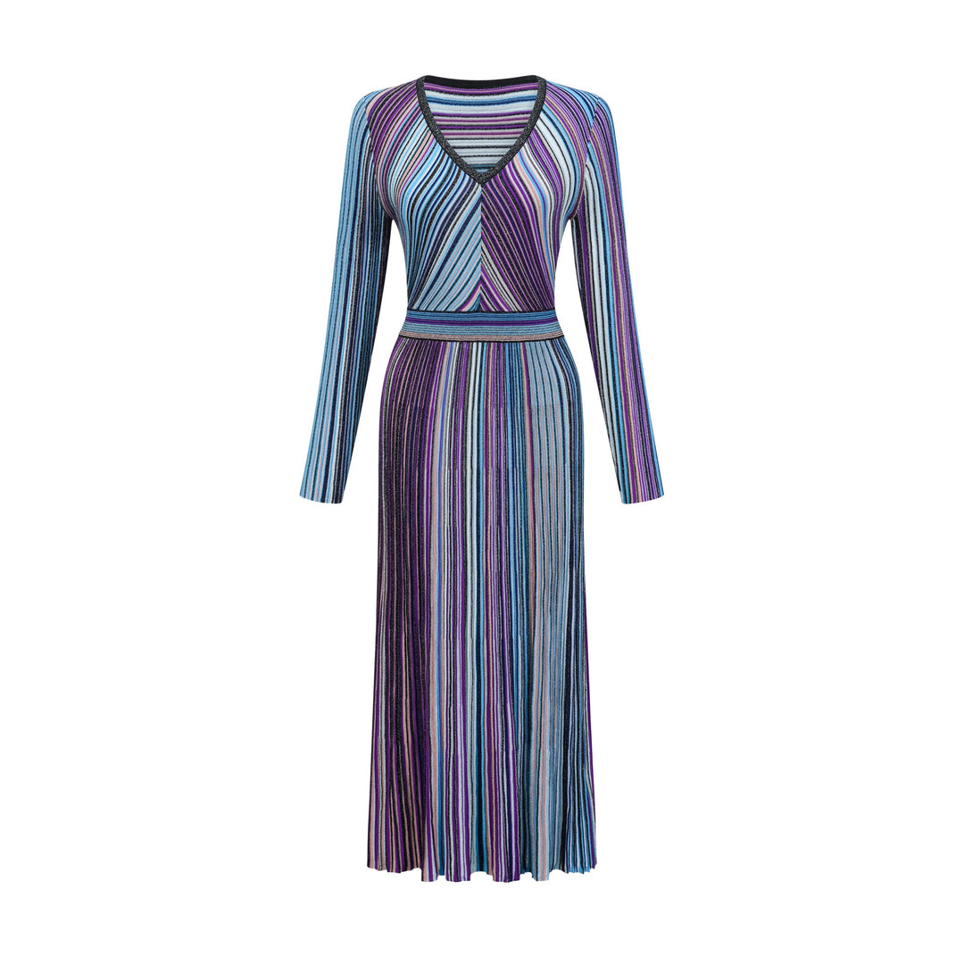 Levoire | Robe Midi Plissée Métallique Bleue