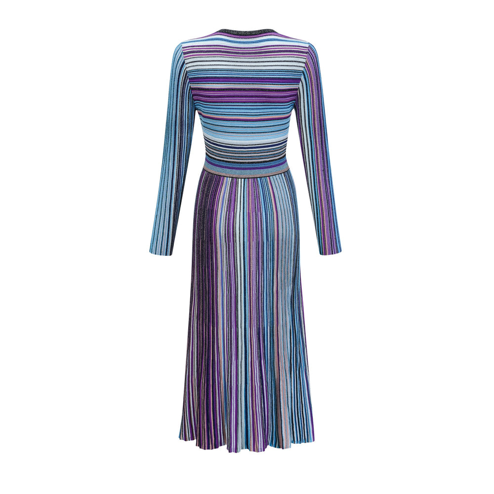 Levoire | Robe Midi Plissée Métallique Bleue