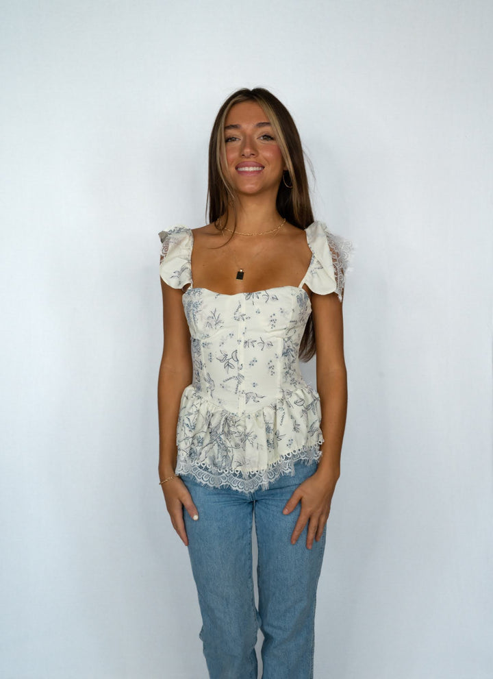 Levoire | Top Corset Romantique Bleu