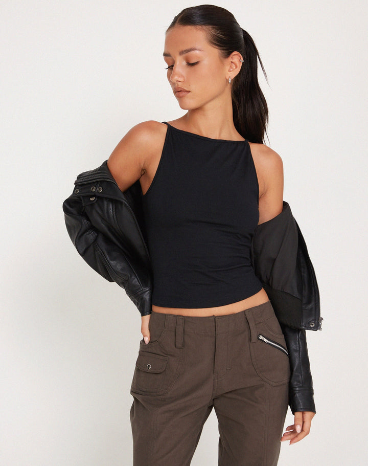 Levoire | Chemise Sans Bretelles Minimaliste En Noir Intemporel