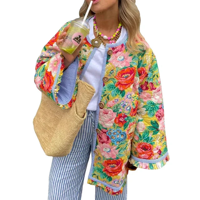 Levoire | Veste D'Été Légère Avec Motif Floral Jaune