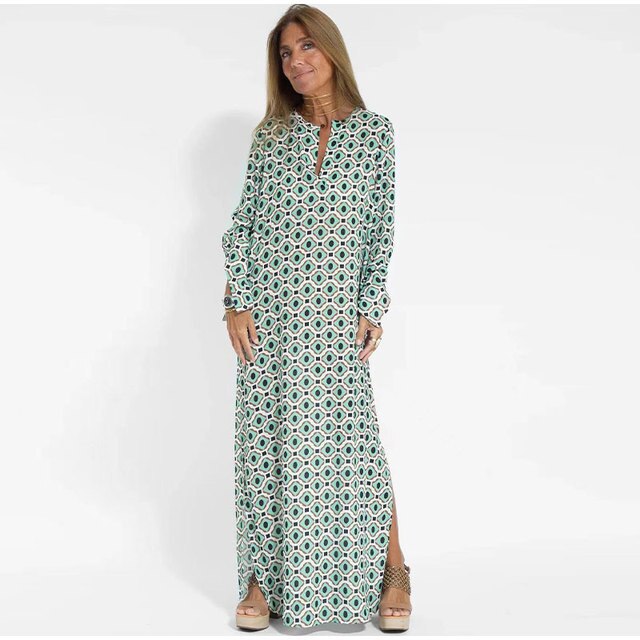 Levoire | Robe Décontractée Pour Femme Pour L'Été Avec Motif Ovale Vert