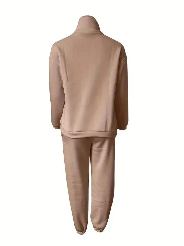 Levoire | Ensemble Jogger Demi Zip Taille Élastique Ensemble De Sudation Tenues De Sport Femme Khaki