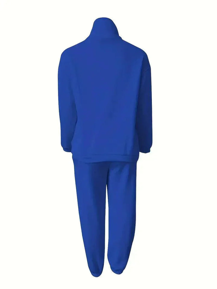 Levoire | Ensemble Jogger Demi Zip Taille Élastique Ensemble De Sudation Tenues De Sport Femme Bleu