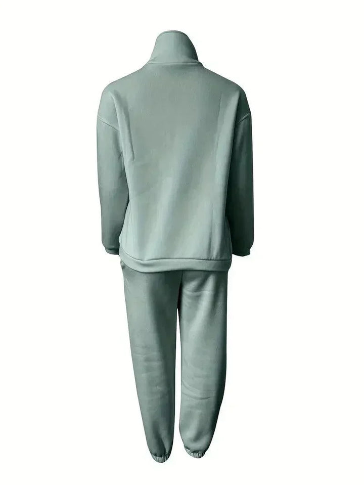 Levoire | Ensemble Jogger Demi Zip Taille Élastique Ensemble De Sudation Tenues De Sport Femme Vert