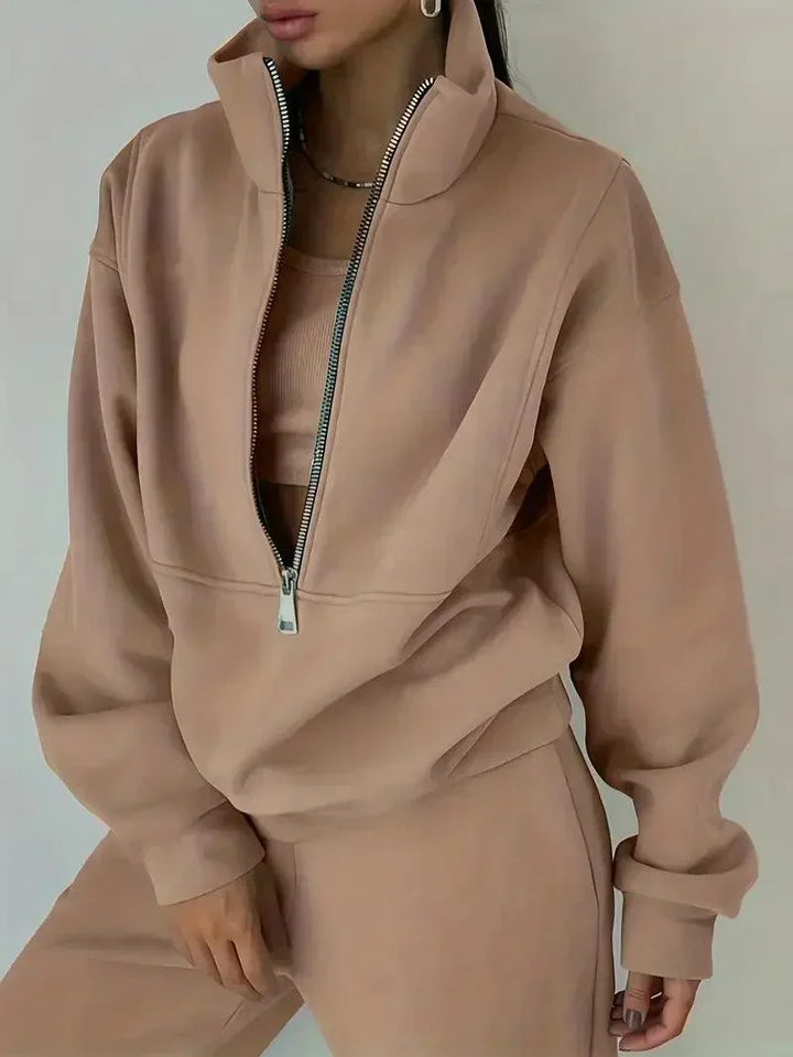 Levoire | Ensemble Jogger Demi Zip Taille Élastique Ensemble De Sudation Tenues De Sport Femme