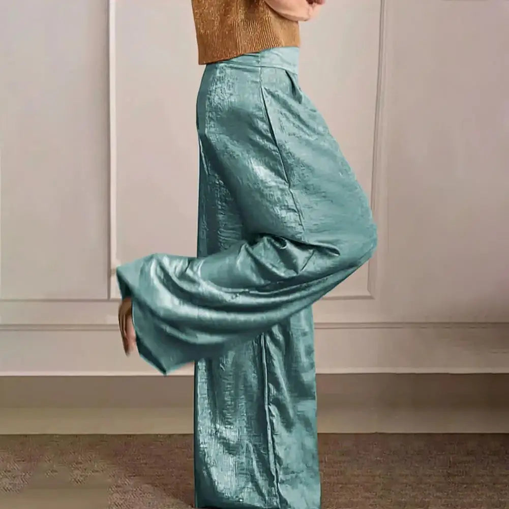 Levoire | Pantalon Long Avec Taille Haute Élastique Bleu Clair