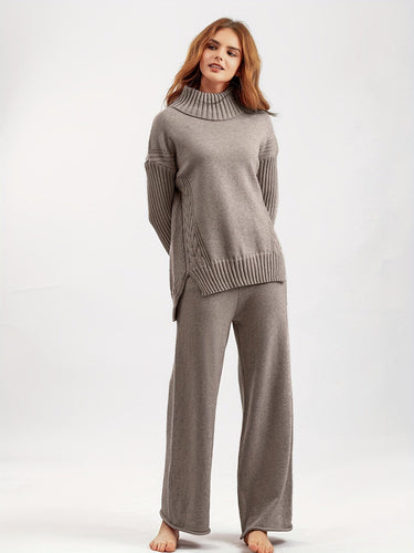 Levoire | Vêtements De Maison Pantalons Larges Pull Col Roulé Tricot Ensemble Deux Pièces Ensemble Tricot Co Ord