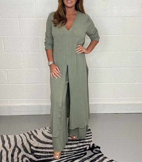 Levoire | Ensemble À Deux Pièces Costume Élégant Pour Femmes Vert