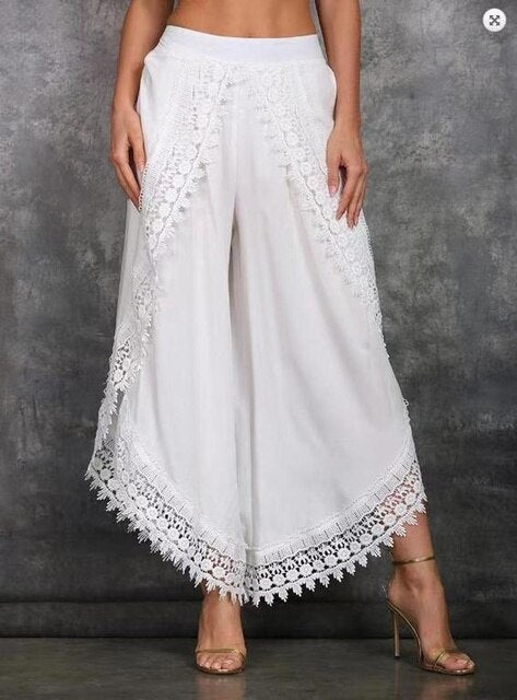 Levoire | Pantalons En Dentelle Pour Femmes Blanc