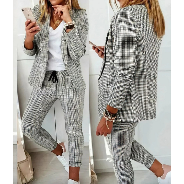 Levoire | Veste Longue Et Ensemble De Pantalon Pour Femmes Gris