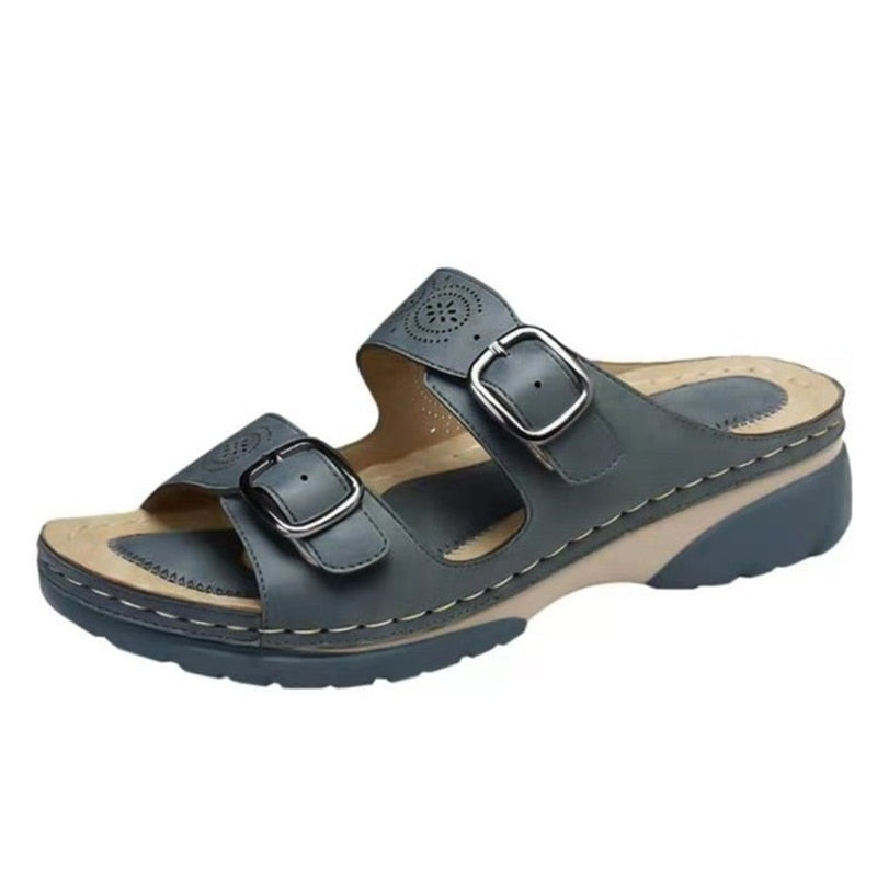 Levoire | Sandales À Lanières Chaussures D'Été Chaussons Orthopédiques Femme Bleu foncé