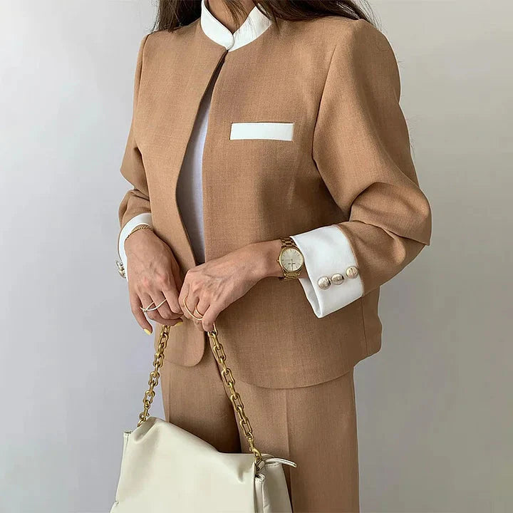 Levoire | Taille Haute Jambes Larges Ensemble Deux Pièces Blazer Et Pantalon Braun
