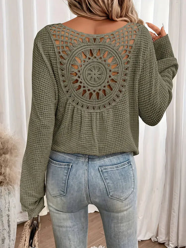 Levoire | Décontracté Crocheté Blouse Boho Femme Manches Longues Tops