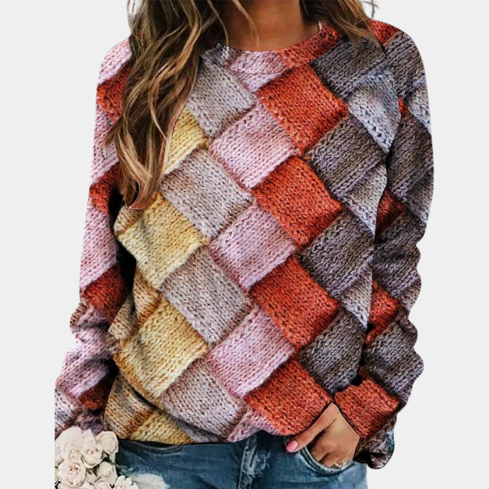 Levoire | Comfortable Round Neck Shirt With Long Sleeves And A Beautiful Print D