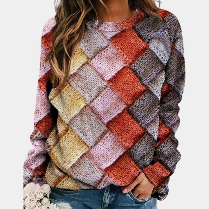 Levoire | Comfortable Round Neck Shirt With Long Sleeves And A Beautiful Print D