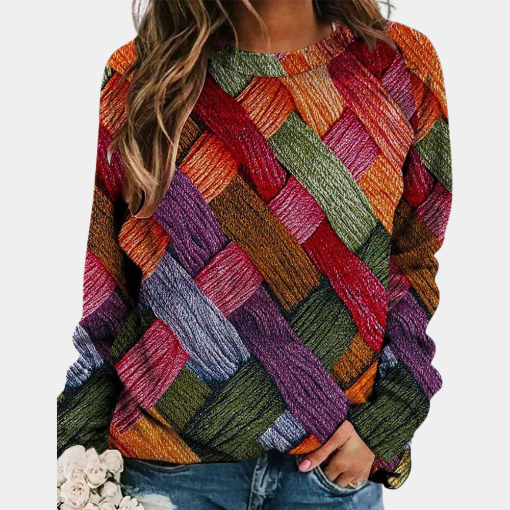 Levoire | Comfortable Round Neck Shirt With Long Sleeves And A Beautiful Print C