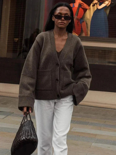 Levoire | Décolleté En V Gilet À Poches Boutonné Gilet En Tricot