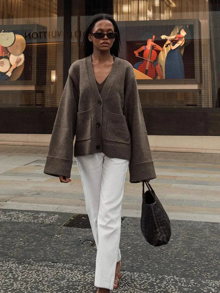 Levoire | Décolleté En V Gilet À Poches Boutonné Gilet En Tricot