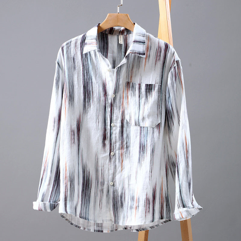 Levoire | Chemise En Lin Pour Hommes Avec Imprimé Abstrait