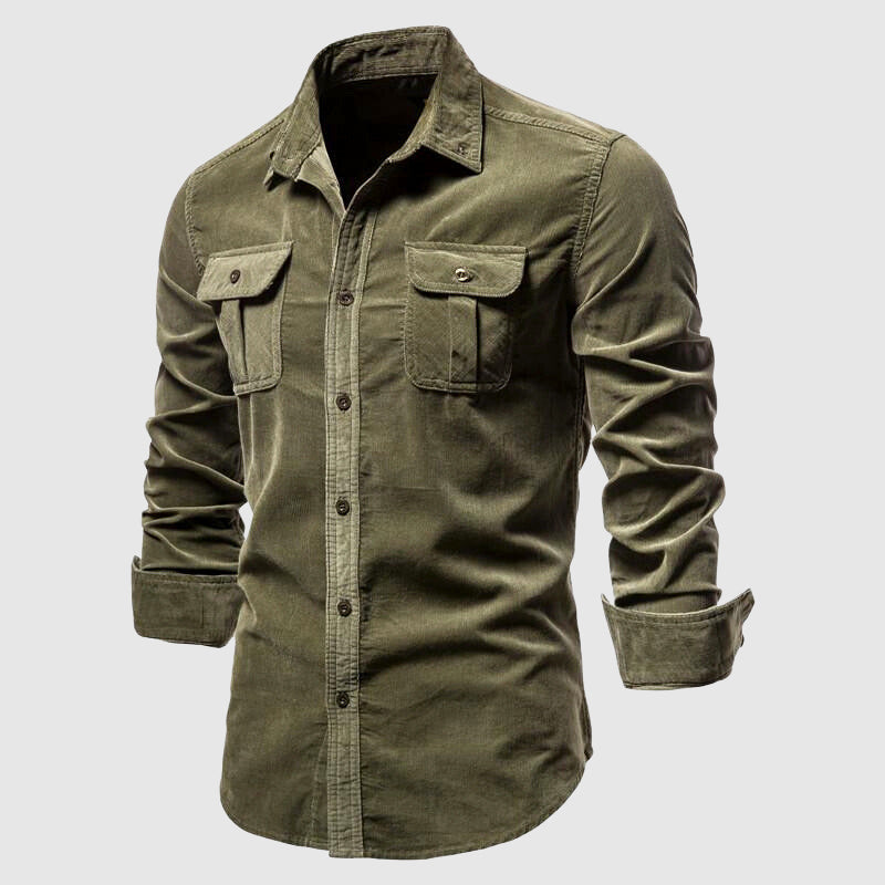 Levoire | Chemise De Manches Longues Décontractée Pour Hommes Vert