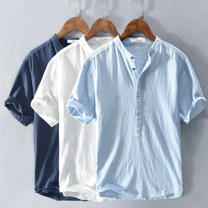 Levoire | Chemise En Lin Pour Hommes Avec Col Montant