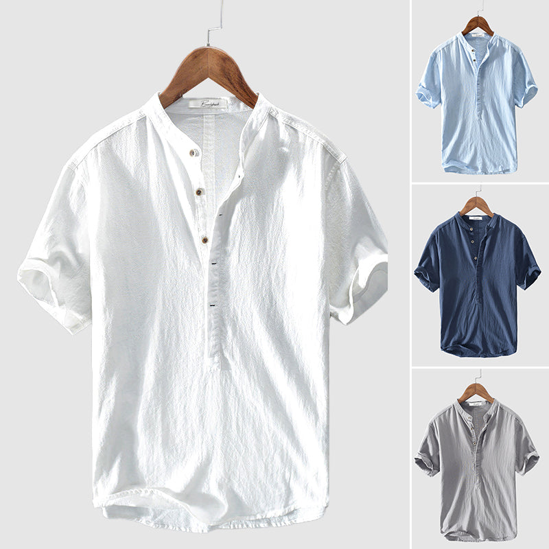 Levoire | Chemise En Lin Pour Hommes Avec Col Montant