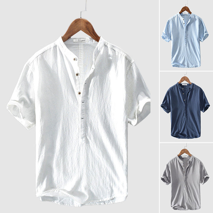 Levoire | Chemise En Lin Pour Hommes Avec Col Montant