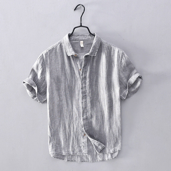 Levoire | Chemise À Manches Courtes Pour Hommes Avec Col Montant Gris