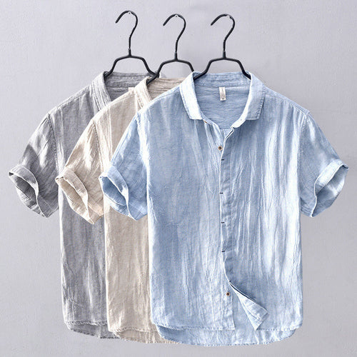 Levoire | Chemise À Manches Courtes Pour Hommes Avec Col Montant