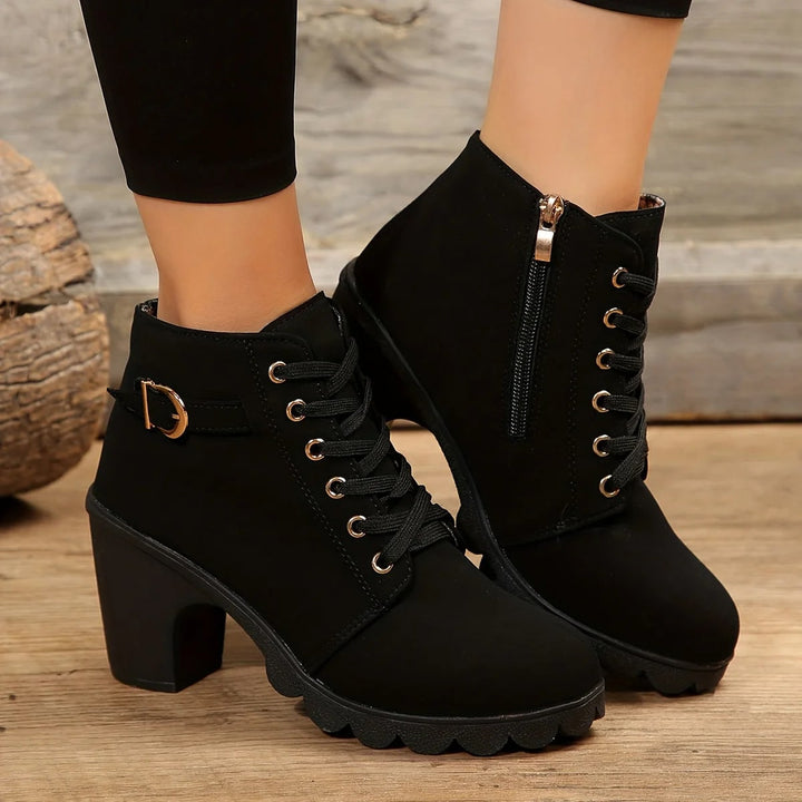 Levoire | Bottes Élégantes À Lacets Avec Talons Pour Femmes Noir