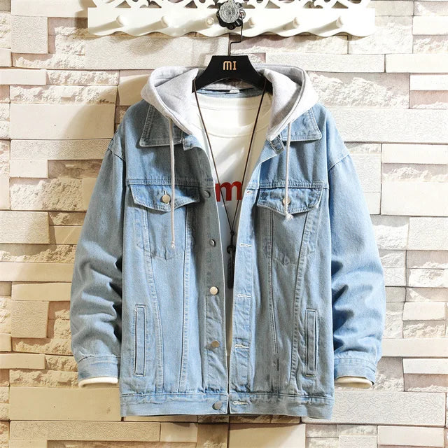 Levoire | Veste En Denim Amovible Avec Capuche Pour Hommes Bleu clair