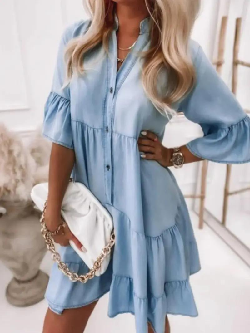 Levoire | Robe, Coupe Ample, Manches Mi-Longues, Robe À Volants, Robe D'Été