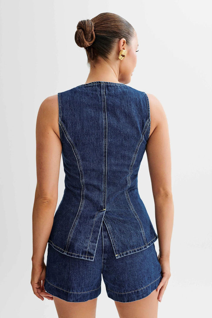 Levoire | Tenue Sans Manches Taille Haute Ensemble Court En Jean Ensemble Coordonné Femmes