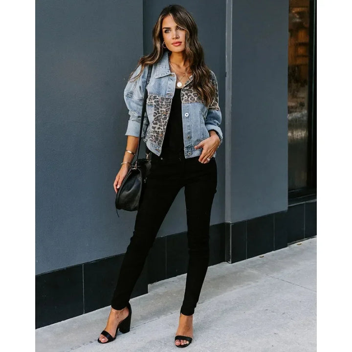 Levoire | Veste En Denim Léopard Élégant